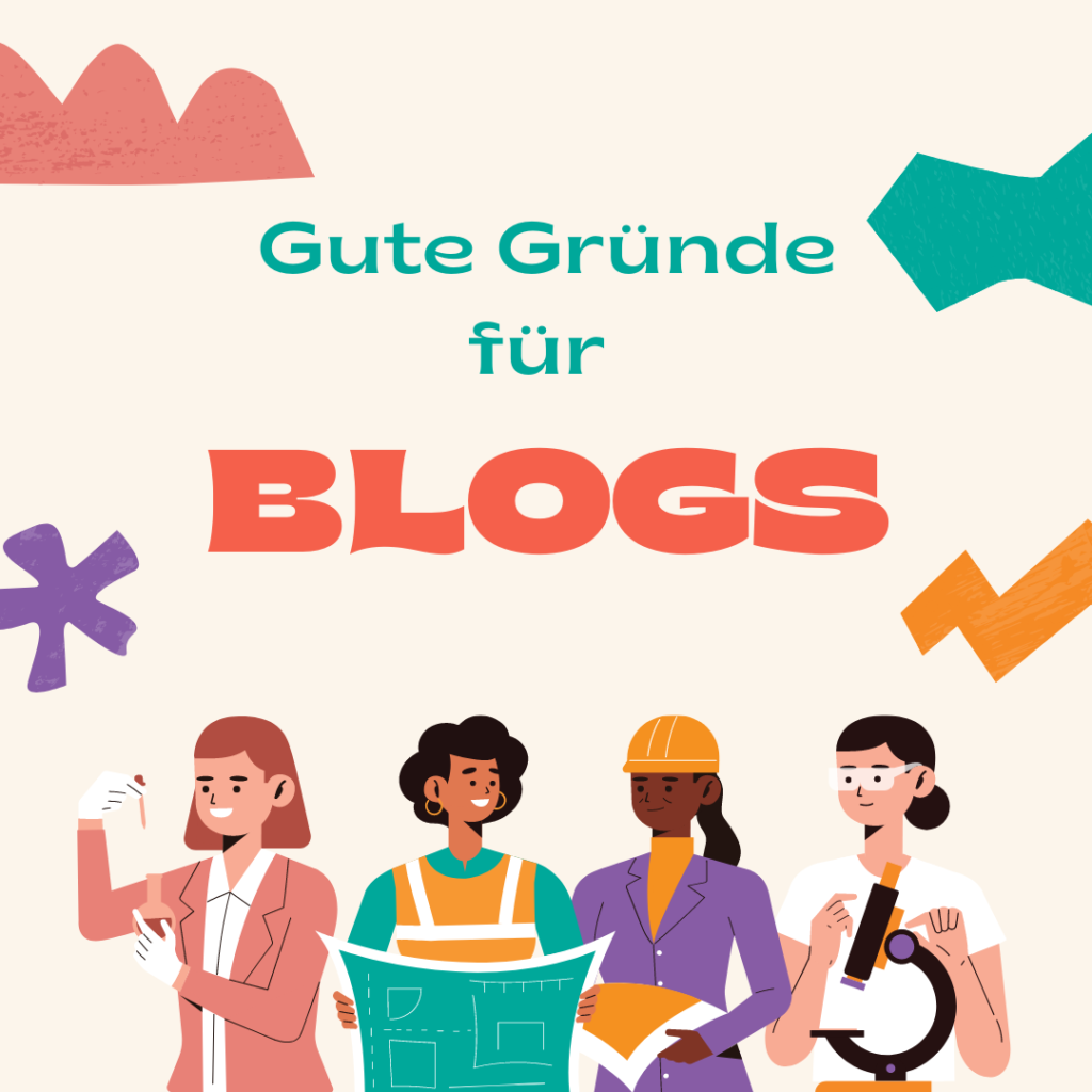 Warum wir Blogs lieben: gute Gründe für einen Corporate Blog von medialike. Das Bild zeigt die Überschrift und verschiedene Berufsgruppen.