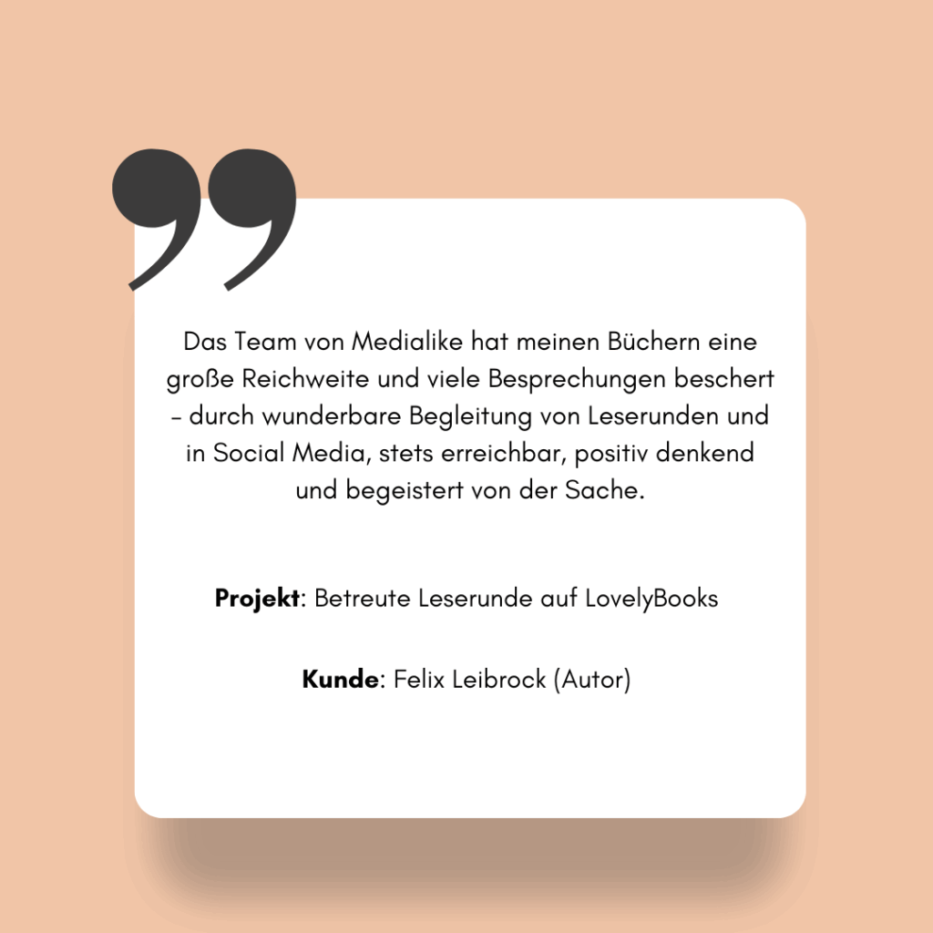Referenzprojekt Felix Leibrock, Leserunde auf LovelyBooks