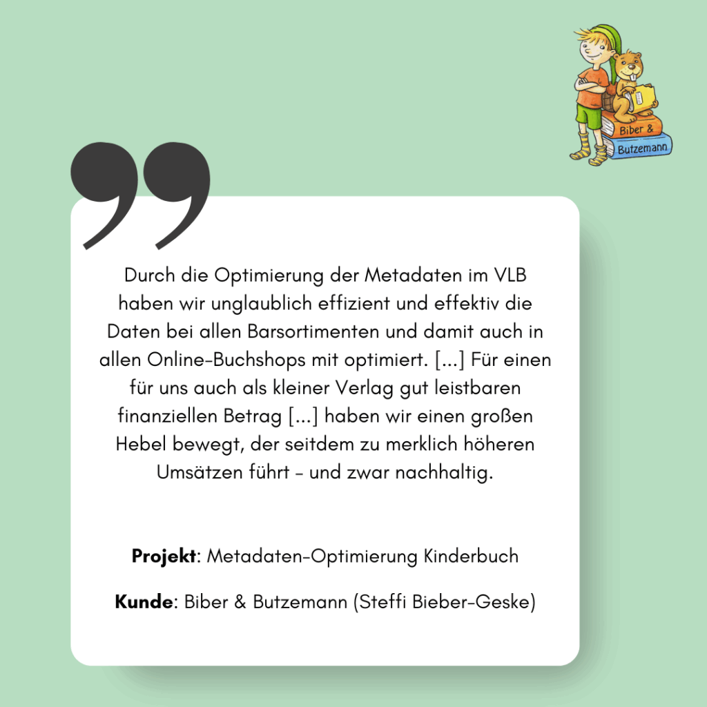 Referenzprojekt Biber & Butzemann, Metadaten-Optimierung Kinderbücher