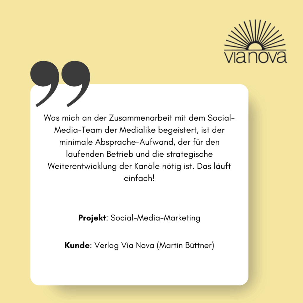 Referenzprojekt Verlag Via Nova, Social-Media-Marketing