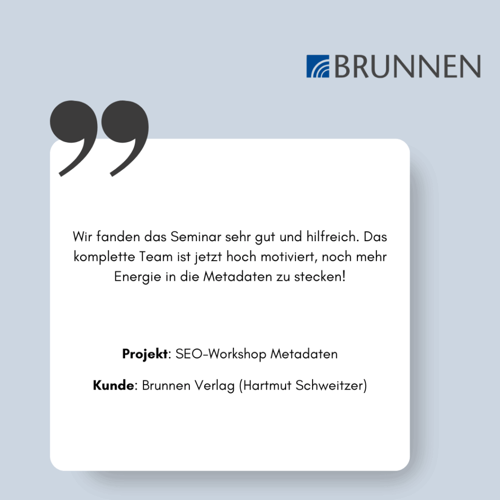 Referenzprojekt Brunnen Verlag, SEO-Workshop