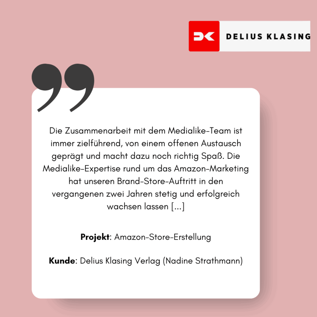 Referenzprojekt Delius Klasing, Amazon-Store-Erstellung