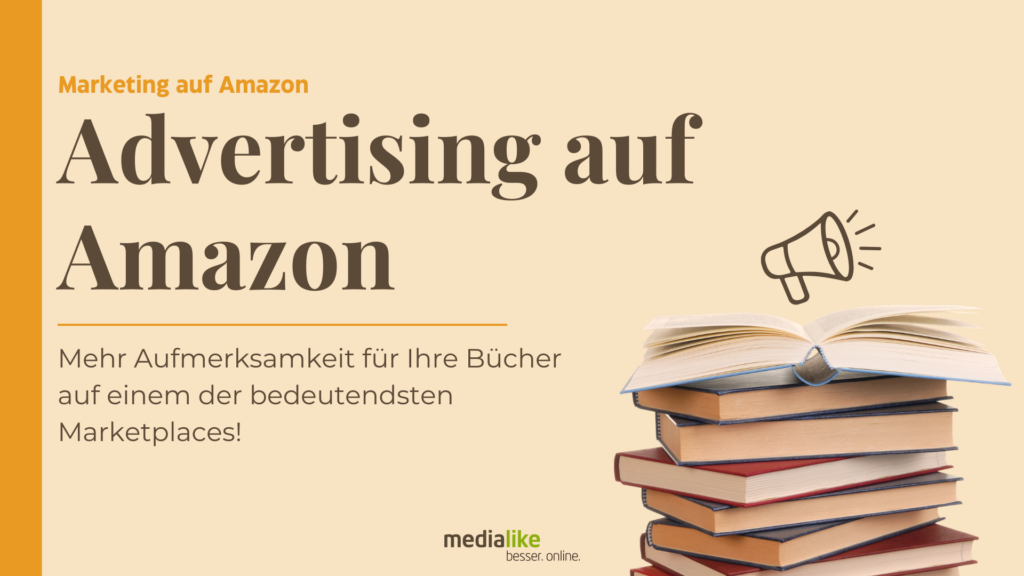 Grafik zum Thema Werbung für Bücher auf Amazon als wichtiger Baustein im Buchmarketing.