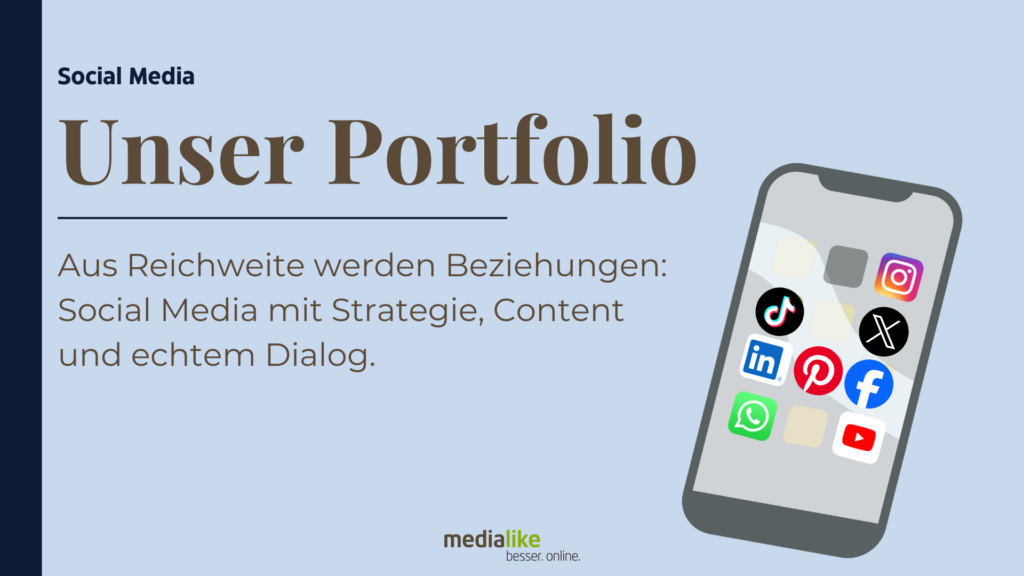 Grafik zum Thema Social Media mit Strategie, Content und echtem Dialog als wichtiger Baustein im Buchmarketing. Eine Dienstleistung der Buchmarketing-Agentur Medialike für Verlage und Autoren